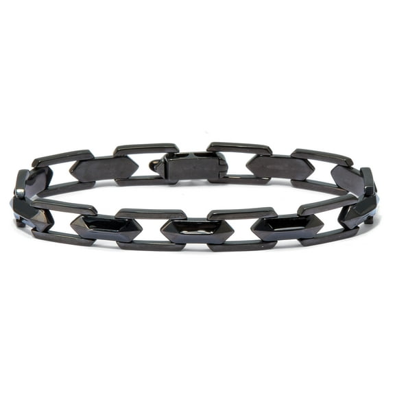 Men's Black Ion-Plated Stainless Steel Link Bracelet 8-inch
