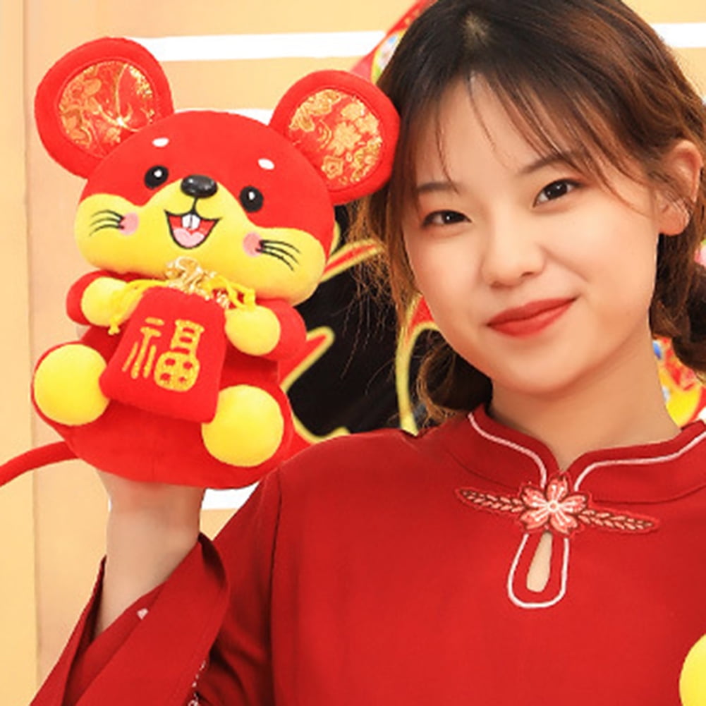 2020 Rat Toy Chinese New Year Mouse Doll Red Mascot Rat Plush Doll Kids Gifts 