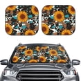 thumbnail image 2 of Honeii Vintage Sunflowes Print Foldable Car Sun Shade for Windshield, 2-Piece UV Protection Shade, Protects Car Interior, Ideal for Cars, Trucks, SUVs-Large, 2 of 6