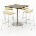thumbnail image 2 of KFI Studios Mode Square 3' Bistro Table Set, Studio Teak, 4 Natural Jive Barstools, 2 of 2