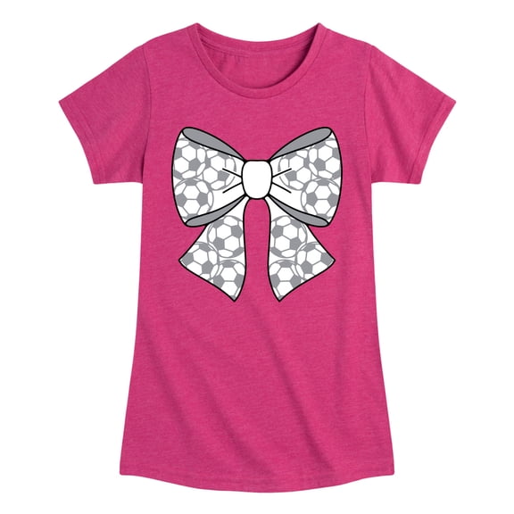 Instant Message - Soccer Bow - Youth Girls Short Sleeve T-Shirt