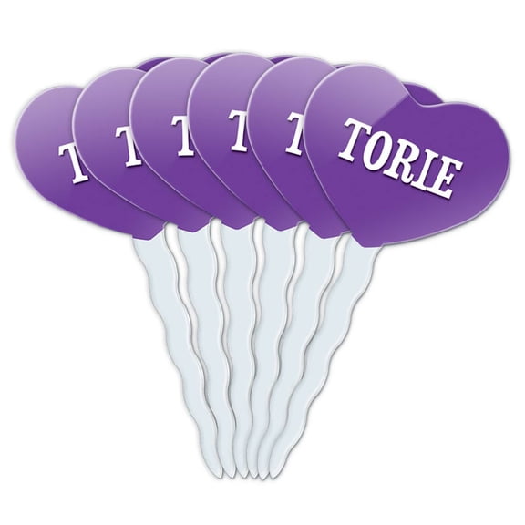 Torie Heart Love Cupcake Picks Toppers - Set of 6