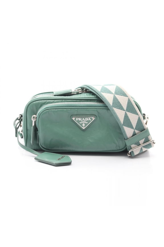 Pre-Owned Prada PRADA Triangle Plate Shoulder Bag Handbag Leather Women's Green 1BH198