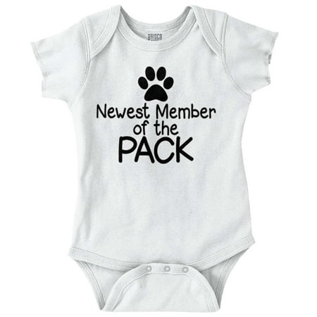 

Newest Member Of The Pack Paw Print Newborn Baby Boy Girl Romper Brisco Brands