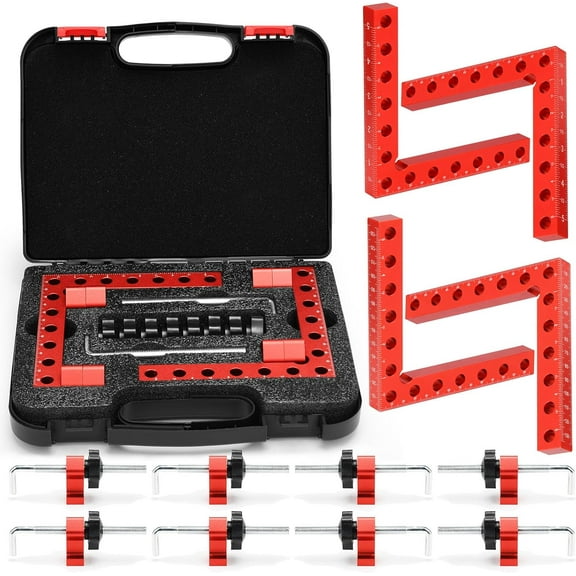 Corner Clamp for Woodworking, 4-Pack 90  Right Angle Clamp with Storage Box, 5.5" x 5.5"  Alloy Precision Positioning Clamping Squares for Picture Frames, Boxes, Cabinet, Drawer