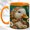 Orange, variant on Stained Glass Duck Coffee Mug, Floral Duck Mug, Ceramic 11 oz