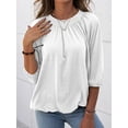 thumbnail image 3 of Sherrylily Women Crew Neck T Shirt Half Sleeve 3/4 Sleeve Casual Loose Pleated Tops, 3 of 5