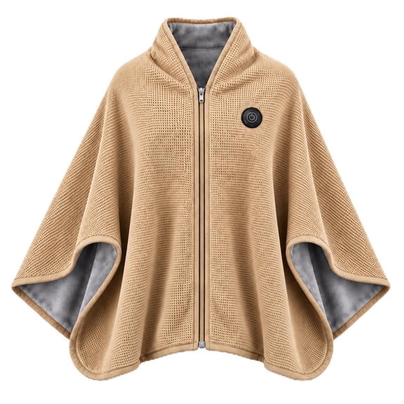 Heated Shawl Wrap Wearable Blanket with Front Zipper for Women