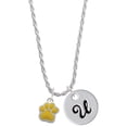 thumbnail image 1 of Delight Jewelry Silvertone Small Yellow Paw Silvertone Script Initial Disc - U - Charm Necklace, 20"+3", 1 of 4