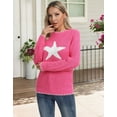 thumbnail image 4 of Sweaters for Women 2024 Trendy Front Star Printed Crewneck Sweater Casual Knitted Lightweight Pullover Sweater Shermie, 4 of 6