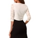 thumbnail image 3 of INSPIRAR CHIC Día de San Valentín Top de Encaje Floral para Mujeres Cárdigan Formal de Manga 3/4 Abierto para Oficina M Blanco, 3 of 7