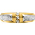 thumbnail image 4 of 14K Two-Tone Ibgoodman Men's Polished And Satin 3-Stone 1/8 Carat Aa Quality Diamond Ringsize 10 (Width 6.64) - Jbsp, 4 of 5