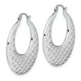 thumbnail image 5 of 10K White Gold Plated Polished Textured Hoop Earrings, 5 of 7