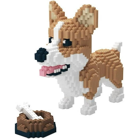Animal Corgi Dog and Food Micro Building Blocks Set 1860 Pieces Gift for Adults and Kids Ages 14 Years and Up
