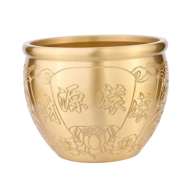 Cuenco de latón Feng Shui para la buena suerte, estilo chino, cilindro de la fortuna, cuenco Fu, tesoro 95 cm x 73 cm