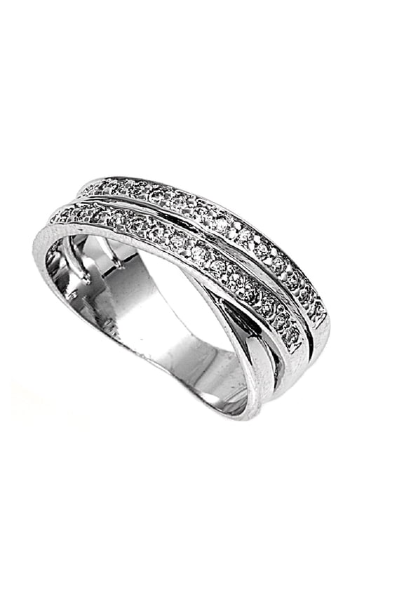 Designer Pave Cubic Zirconia Ring Sterling Silver 925 Size 5