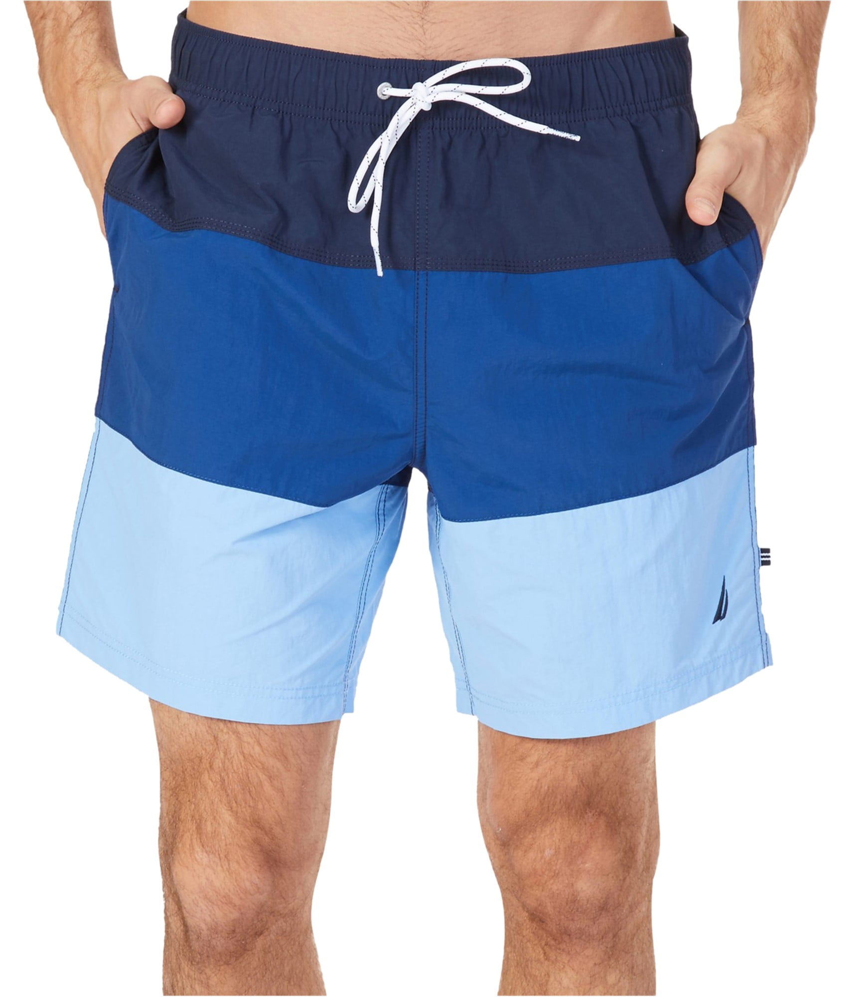 Nautica Nautica Mens TriBlock Swim Bottom Trunks, Blue, XLarge