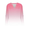 thumbnail image 6 of ShiShine 3/4 Length Sleeve for Women Tops Henley Shirts V Neck Gradient Color Trendy Work Clothes Fashion Outfits, 6 of 7