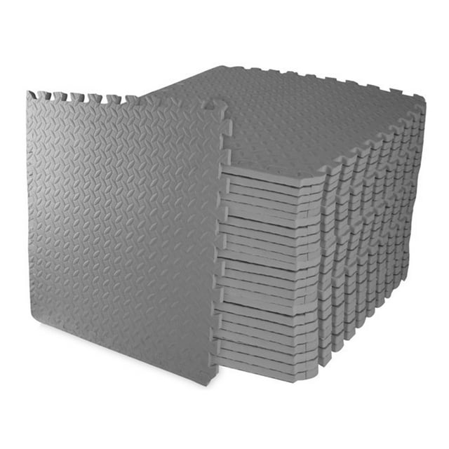 BalanceFrom 24-Pack 24”x24” Interlocking Foam Puzzle Exercise Mat, 3/4” Thick, Gray