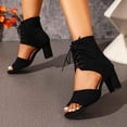 thumbnail image 5 of ZACPNCV Women's Plus Size Peep Toe Ankle Bootie Sandals Lace Up Back Zipper Block Heel Comfort Casual Spring, 5 of 7
