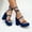 Blue, variant on Woman Sandals Summer Black Strappy High Heel Chunky Mothers Day