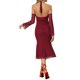 thumbnail image 3 of Vestido Bodycon de Hombros Descubiertos INSPIRE CHIC para Mujeres con Mangas de Malla y Dobladillo de Sirena Rojo S, 3 of 6