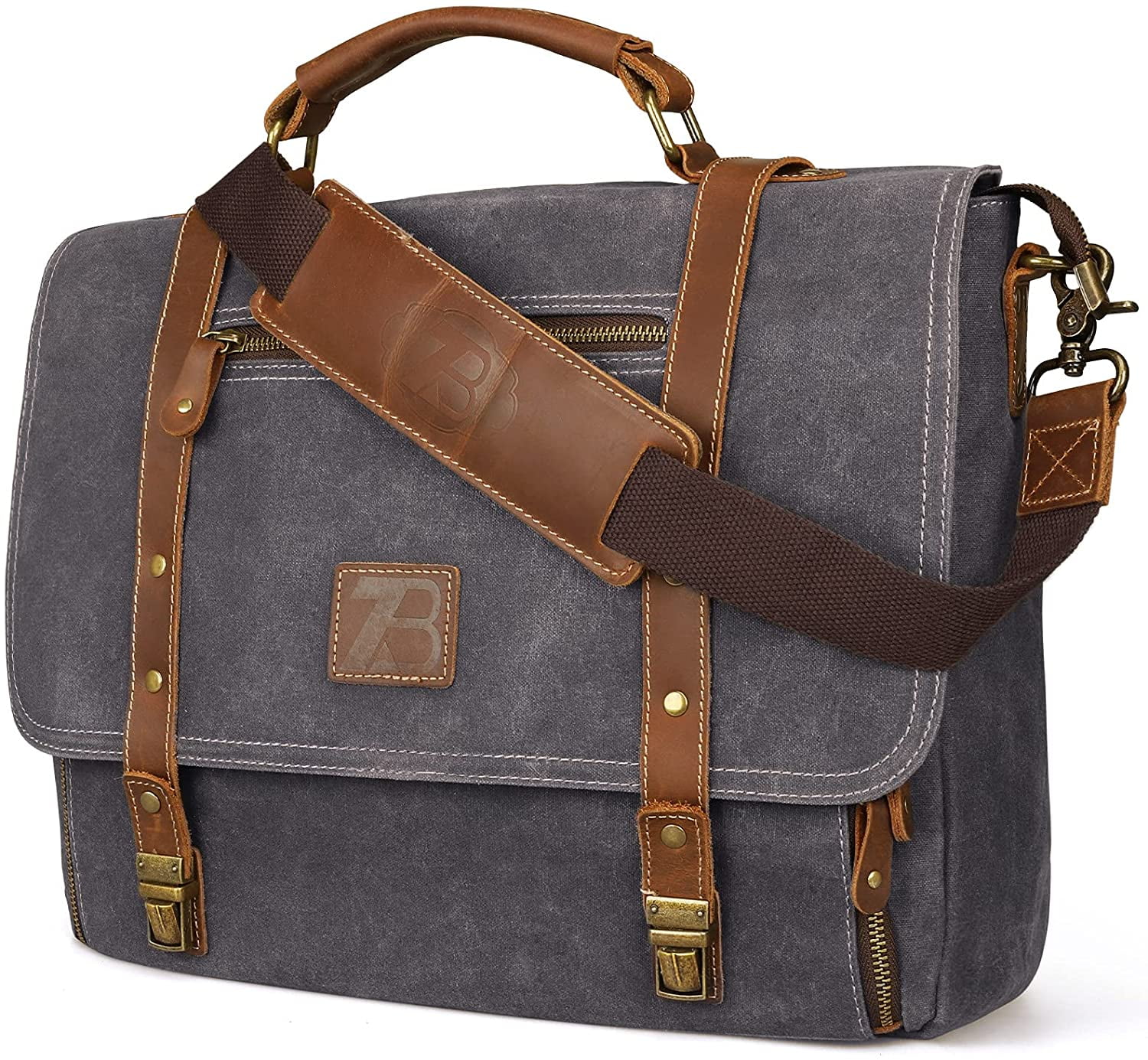Manificent Laptop Messenger bag for Mens 15.6 Inch, Waxed Canvas