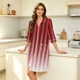 thumbnail image 6 of Robes for Women Zipper Lightweight Soft Bathrobes for Women Zip Up Front 3/4 Sleeve Knee Length Striped Fashion Sleepwear Nightgown with Pockets Red XL, 6 of 7