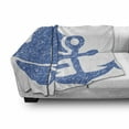 thumbnail image 3 of Vintage Blue Soft Flannel Fleece Blanket, Marine Themed Anchor and Sailboat with Grungy Design Nautical Print, Cozy Plush for Indoor and Outdoor Use, 50" x 60", Azure Blue and White, by Ambesonne, 3 of 6