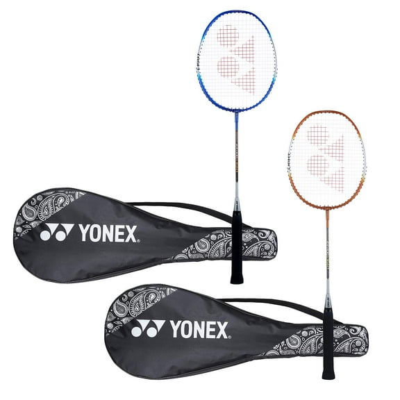 Yonex ZR 100 LIGHT Aluminium Badminton Racquet With Full Cover, Set Of 2 | Colour - Blue Orange, Grip Size - G4 3 3/4 inches