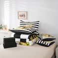 thumbnail image 6 of Homewish Fashion Perfume Print 7pcs Queen Bedding,Black White Stripes Bedding Comforter Set Queen,Yellow,Black Reversible, 6 of 8