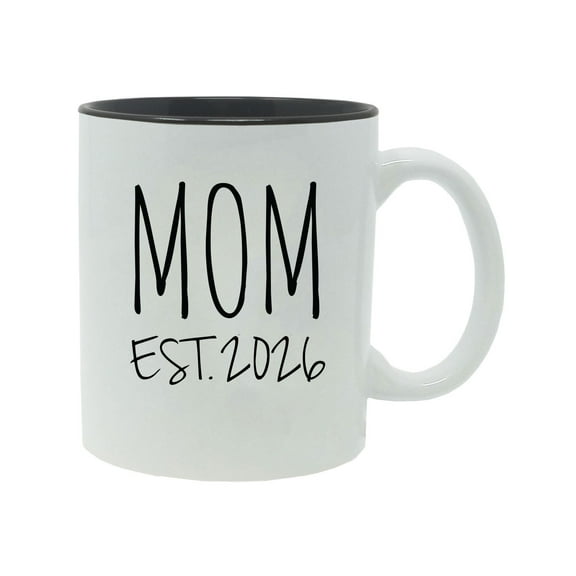Mom Established Est. 2026 11-Ounce Ceramic Sublimation Coffee Mug with Gift Box, Black