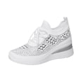 thumbnail image 3 of HTHLVMD Orthopedic Shoes for Women, Walking Shoes Women, Womens Orthopedic Shoes, Office Shoes, Rhinestone Embellished Wedge Sneakers for Women - Breathable Mesh Casual Walking Shoes, White 8, 3 of 5