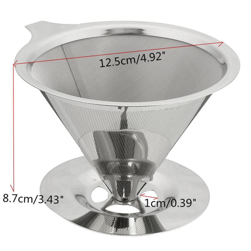 Pour Over Cone Dripper Reusable Coffee Filter Stainless Steel Cup Stand 