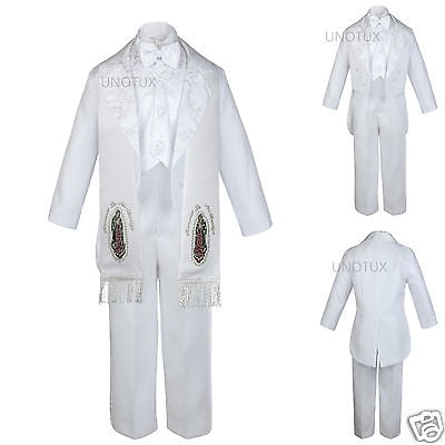 New Baby Toddler Kid Child Boy Church Christening Baptism Tuxedo Suit S-7 White 