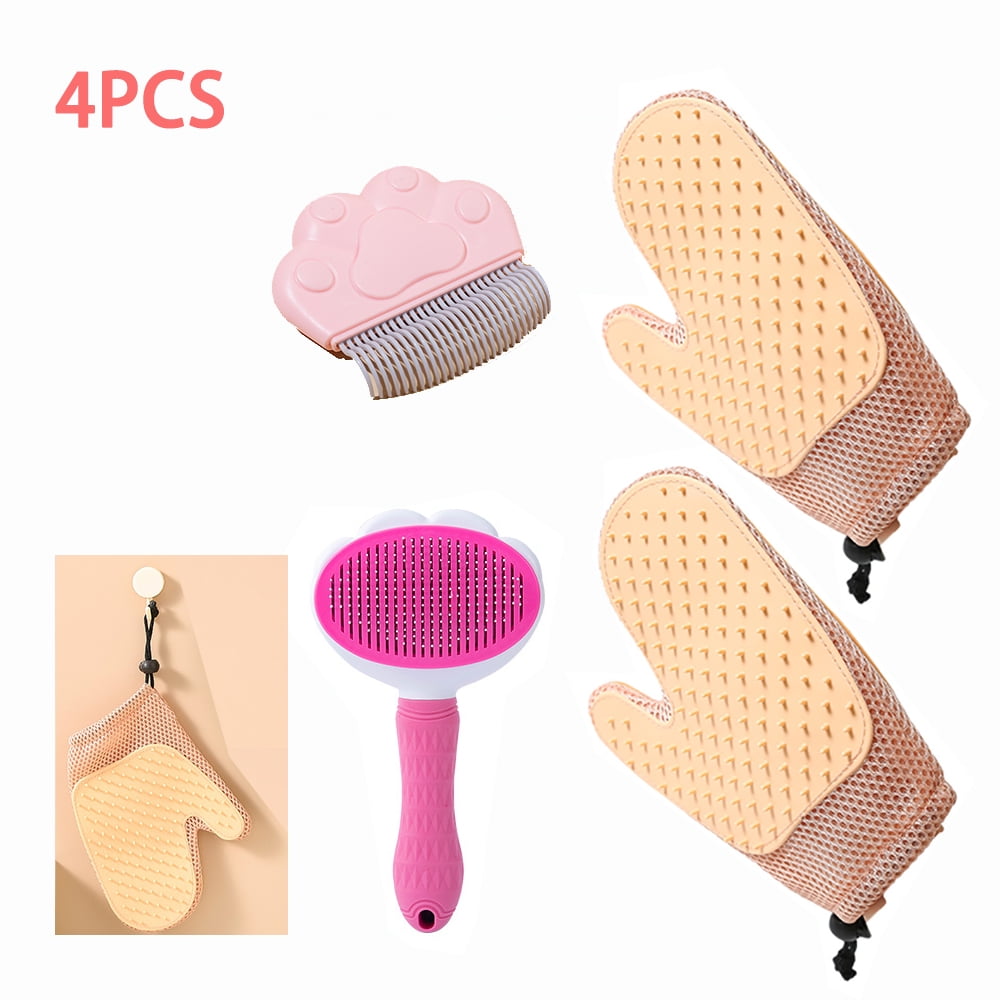 LNGOOR 4PCS Pet Grooming Glove with Brush GentlePets Cat Dog Massage
