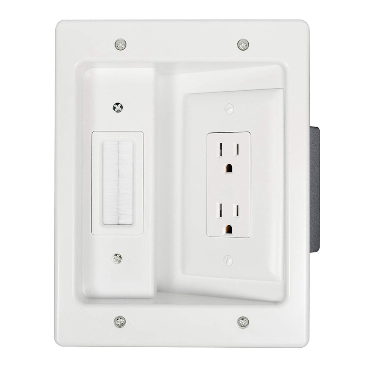 Recessed Outlet Box in Wall Cable Management Kit 15A 125V Hide TV Power Cables & Low Voltage Wires Behind the Wall