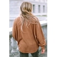 thumbnail image 3 of a.Jesdani Stylish Brown Waffle Knit Top - V-Neck & Drawstring, Dolman Sleeves, 3 of 8