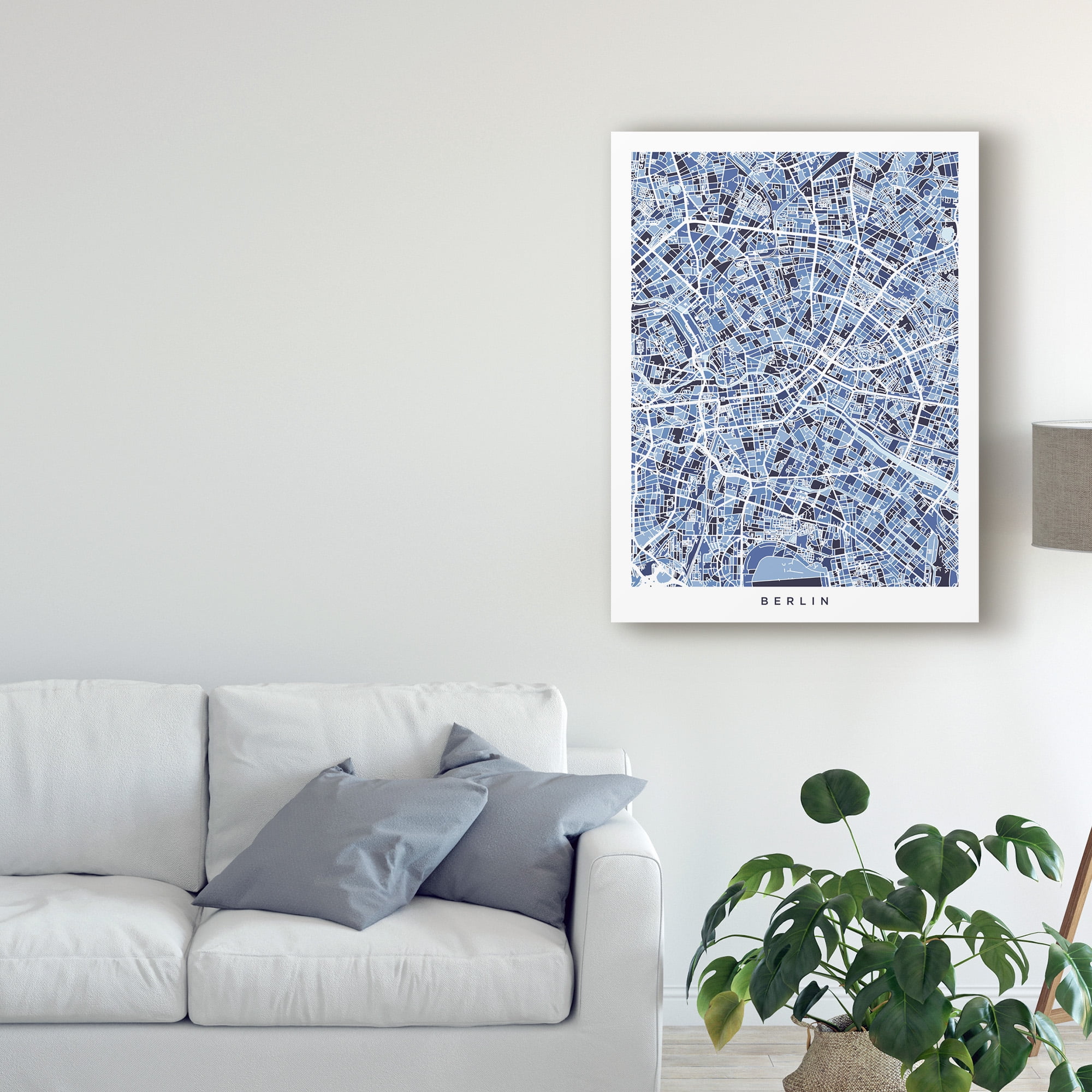 Trademark Fine Art 'Berlin Germany City Map Blue' Canvas Art by Michael Tompsett