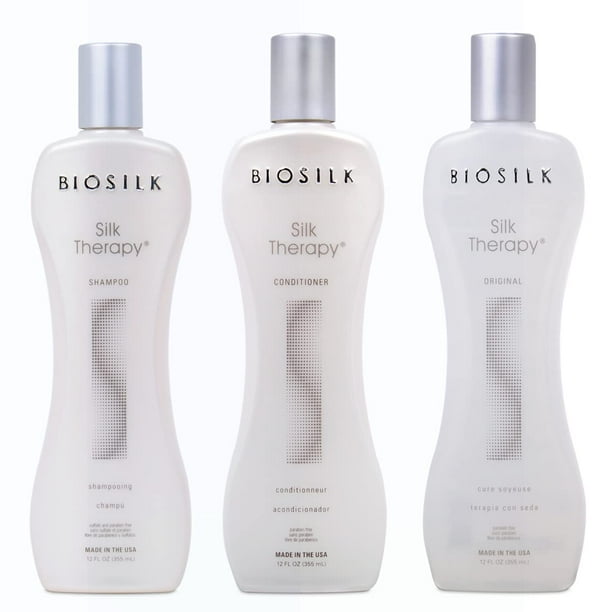 Kit de cuidado del cabello BioSilk Silk Therapy: champú, acondicionador y sérum