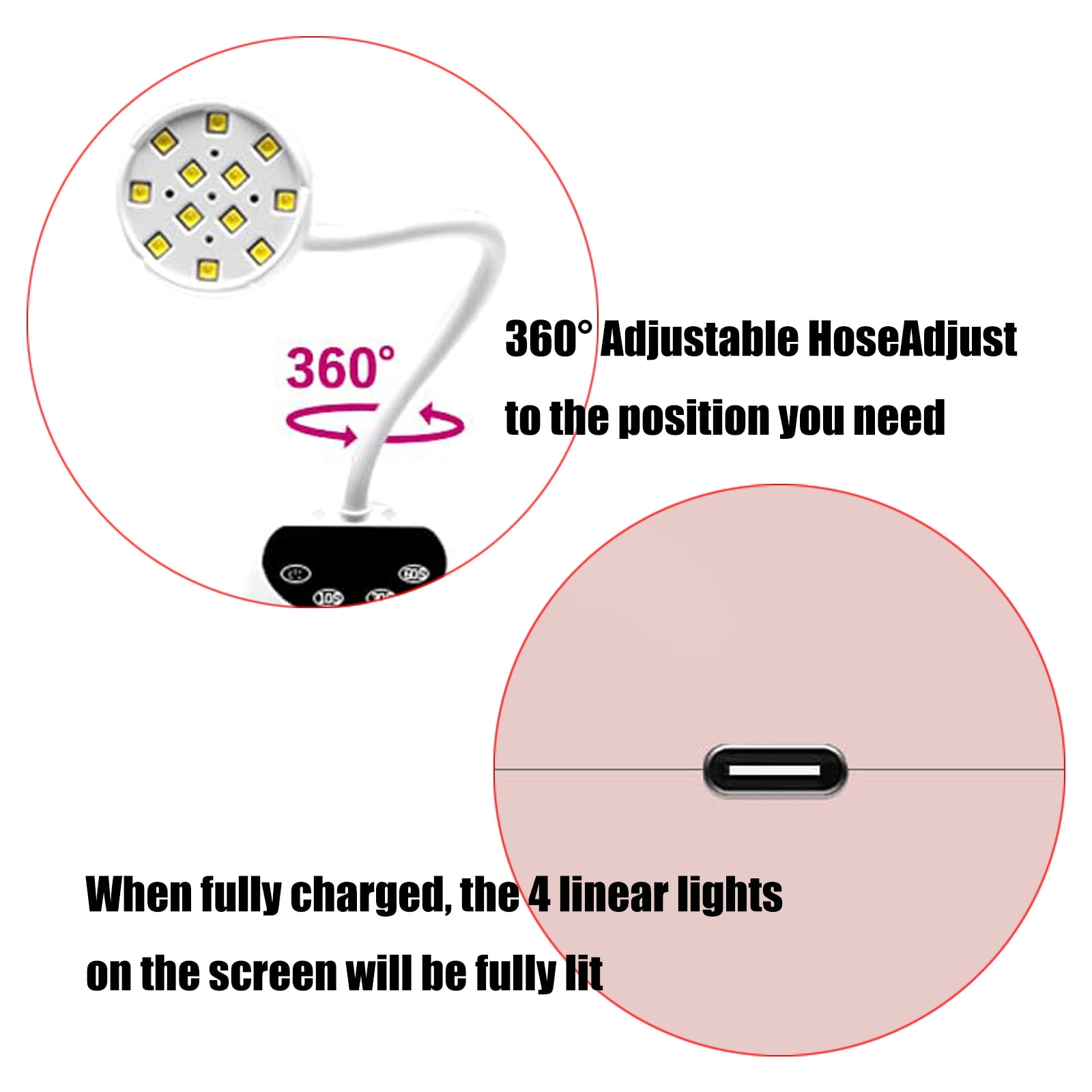 UVS Nails Lamp Gooseneck UVS Light for Gel Nails Polish Flashs LED Nails Lamp with Three Timers Sensors Home Salon