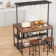 thumbnail image 4 of Ourlova 42 In Kitchen Island with Power Outlets Mobile Bakers Rack with 3 Shelves Microwave Stand and 5 Hooks 400 LB Capacity, 4 of 8