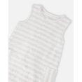thumbnail image 3 of Cotton Striped Romper White And Grey Stripes, 3 of 3