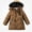 Khaki, variant on HAOTAGS Boys Winter Hooded Puffer Coat (5-13) Windproof Mid-Length Faux Warm Parka Navy Size 7