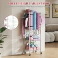 thumbnail image 6 of Flycity 4 Tier Yoga Mat Storage Rack, Home Gym Organizer Holder, Gym Equipment Storage Cart with Wheels and Hooks for Home Exercise and Fitness Gear, White, 6 of 7