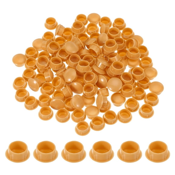 Uxcell 120Pcs Plastic Hole Plugs, 9/16"(14mm) Screw Caps Cover Knockout Locking Plugs, Yellow