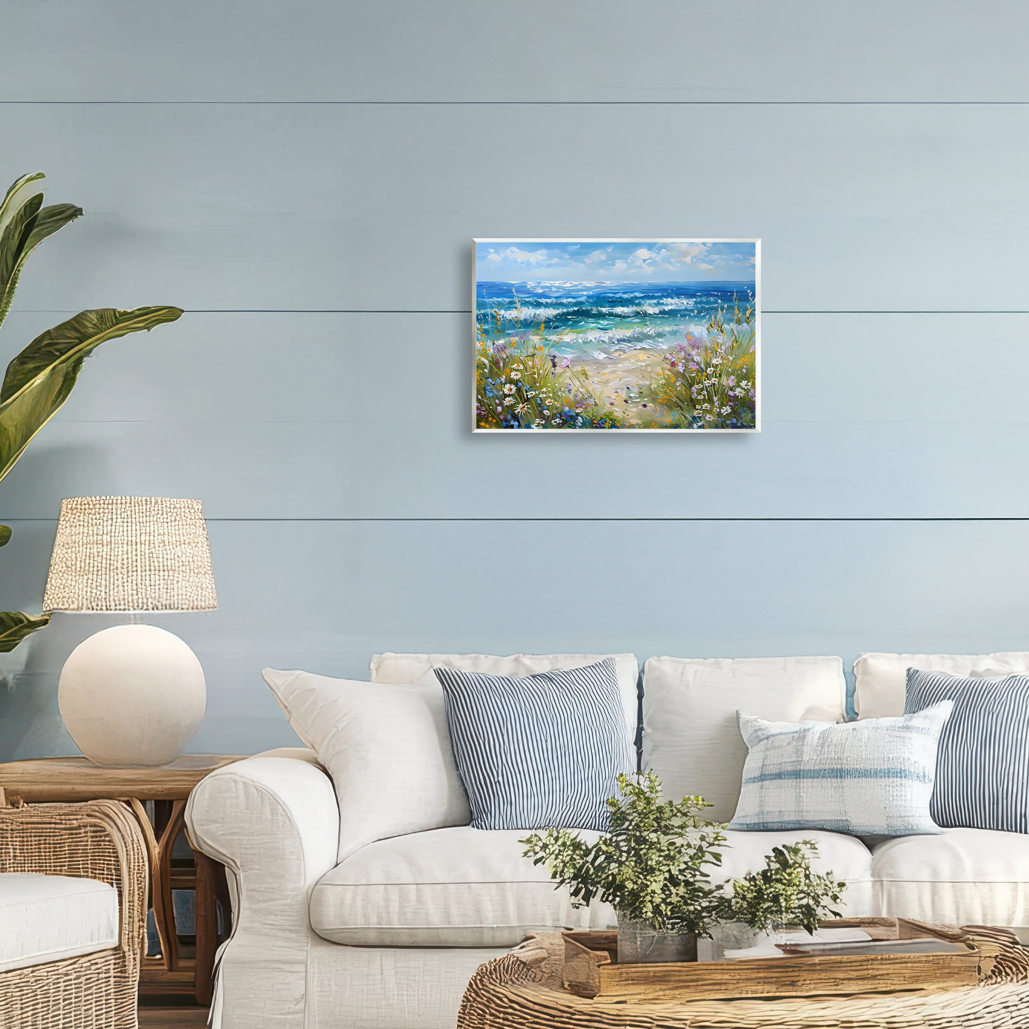 Stupell Industries Floral Beach Meadow by Ocean Wall Plaque Art, design by Creative Studio