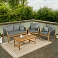 thumbnail image 4 of Tavira 4-Piece Modern Bohemian Acacia Wood Outdoor Patio Set with Cushions and Plain Decorative Pillows, Gray/Teak Brown, 4 of 6