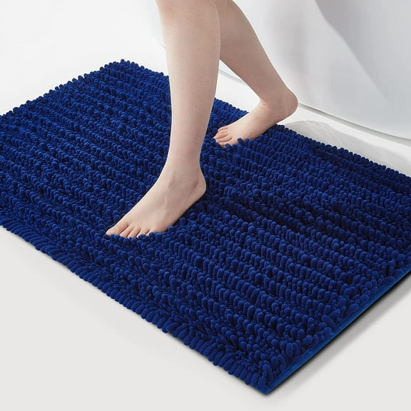 Soft Plush Microfiber Bathroom Rugs, Absorbent Bath Rugs Non Skid Machine Wash Dry Bath Mats for Tub,Shower and Bath Room Floor Mats (20x32inches, Classic Blue)