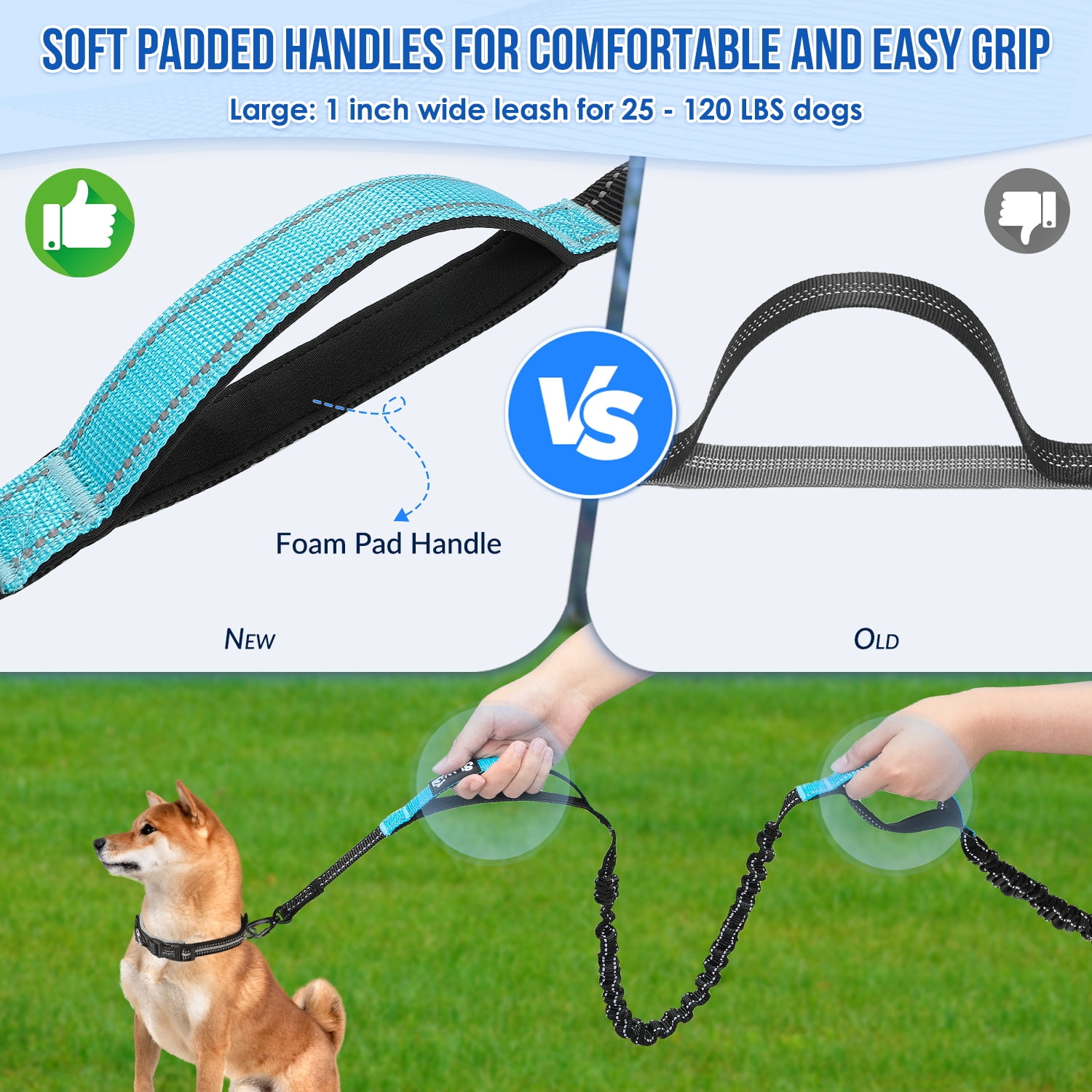 AUTOWT Hands Free Dog Leash with Dual Bungees for 2 Dogs, Adjustable Waist Belt Fanny Pack